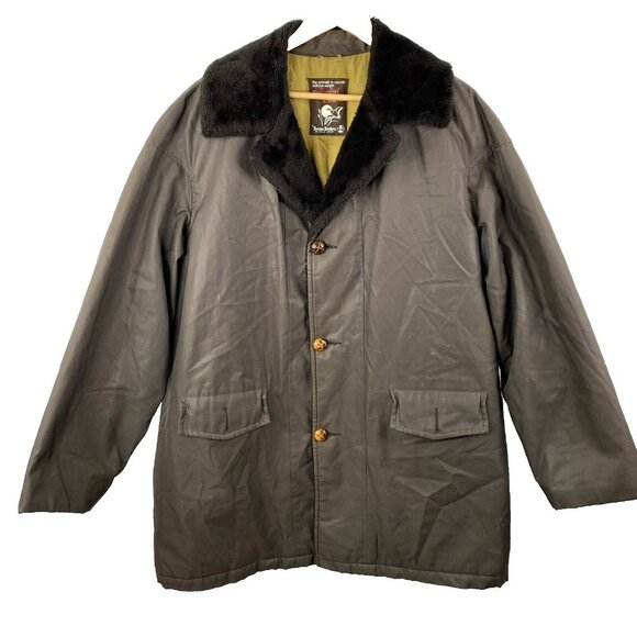 Vintage 70s Deacon Brothers Coat Mens XL Down Lined Brown Jacket Faux Sherpa - Picture 1 of 11